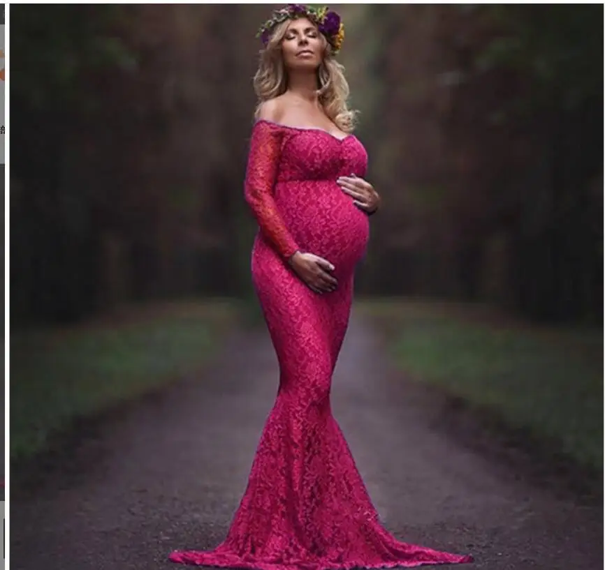 Casal fotografia de maternidade adereços vestido de maternidade renda vestido de maternidade fantasia tiro foto qualquer temporada vestido de grávida mais