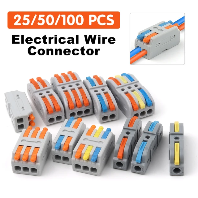 25/50/100 szt. Push-in złącze przewodu elektrycznego zacisk na tylnej płytki dokującej typ Mini uniwersalne szybkie złącza kablowe