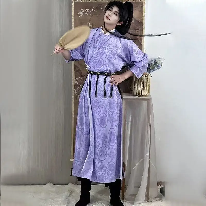 Youthful Sense Hanfu Boys Traditional Tang Dynasty Round Neck Robe Cool Halloween Swordsman Cosplay Clothing Street Outfits view 5