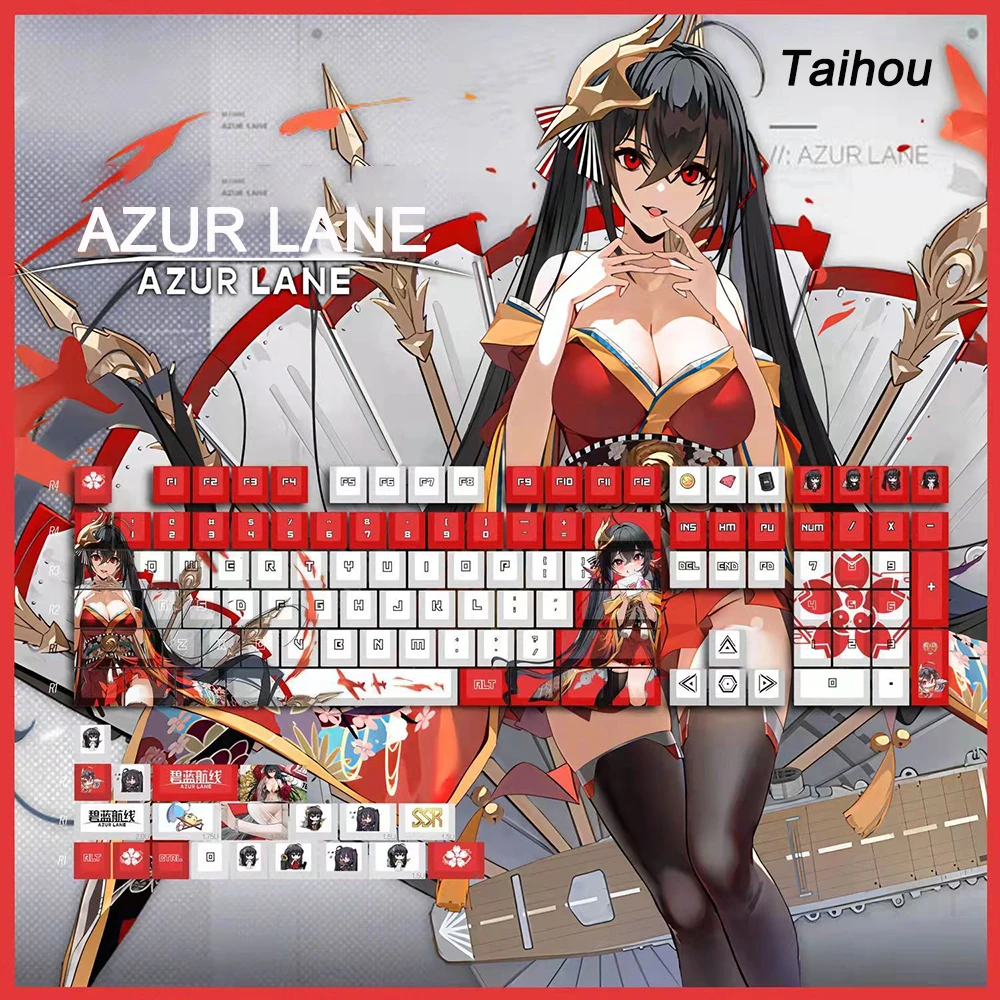 Azur Lane Keycaps 128 Keys KMS Agir Azusa PBT Keycaps Anime Games Beauty Girl Keycap Cherry Profile For DIY Mechanical Keyboards