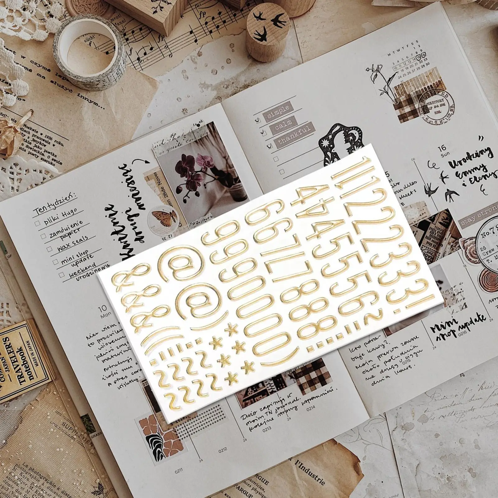 ملصقات حروف ذهبية مقاومة للماء بأرقام أبجدية ملصقات حروف لسكرابوكينغ لنافذة حاويات بطاقات المعايدة