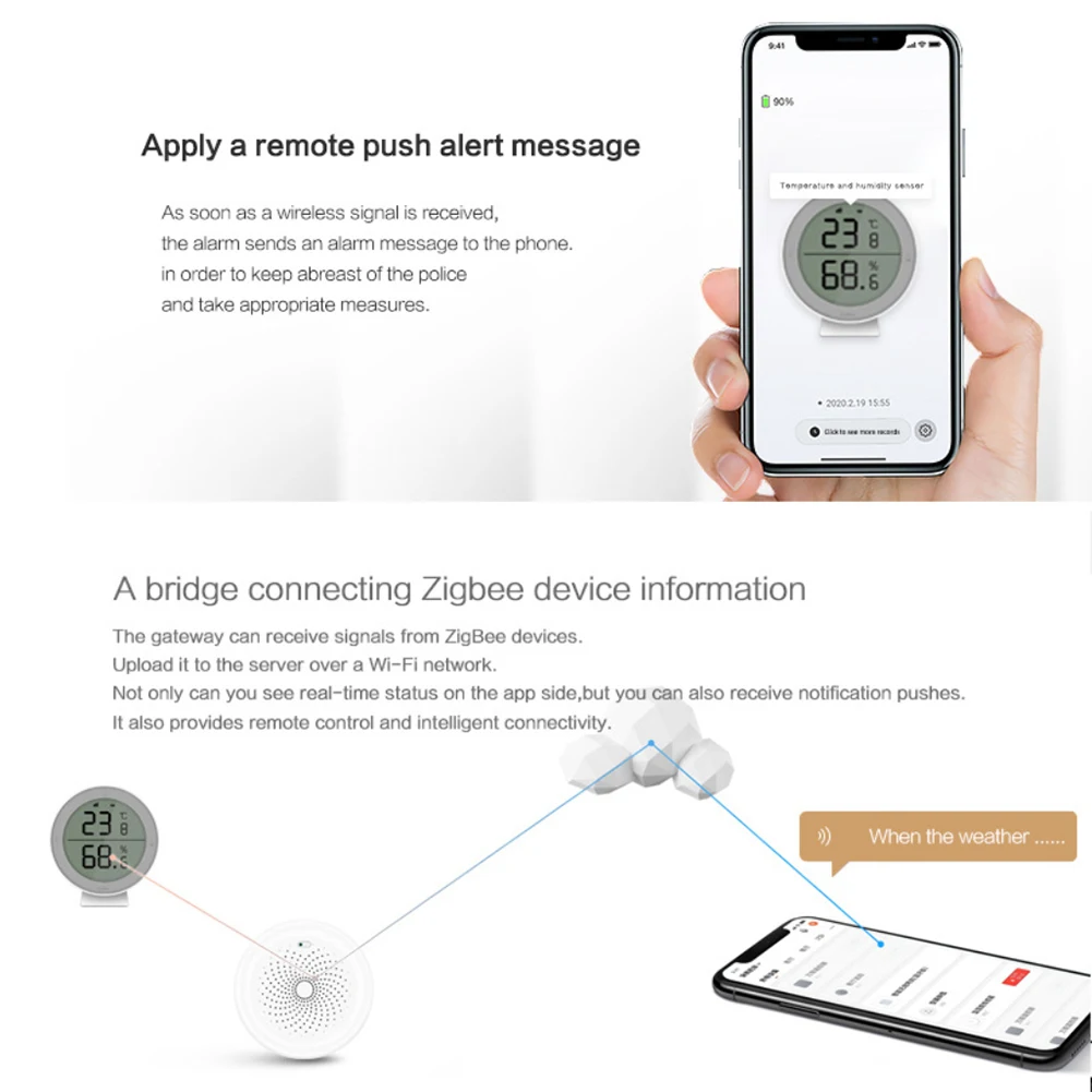 Tuya ZigBee Smart Temperature Humidity Sensor Seedling Smart Home High Precision With Wire Probe Smart Life Alexa Google Home