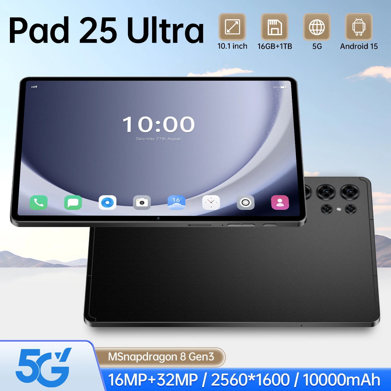لوحة أصلية 25 Ultra 2025 تابلت جديد سنابدراجون 10.1 بوصة شاشة عالية الوضوح عالمية 10000 مللي أمبير 5G بطاقة مزدوجة واي فاي تابلت