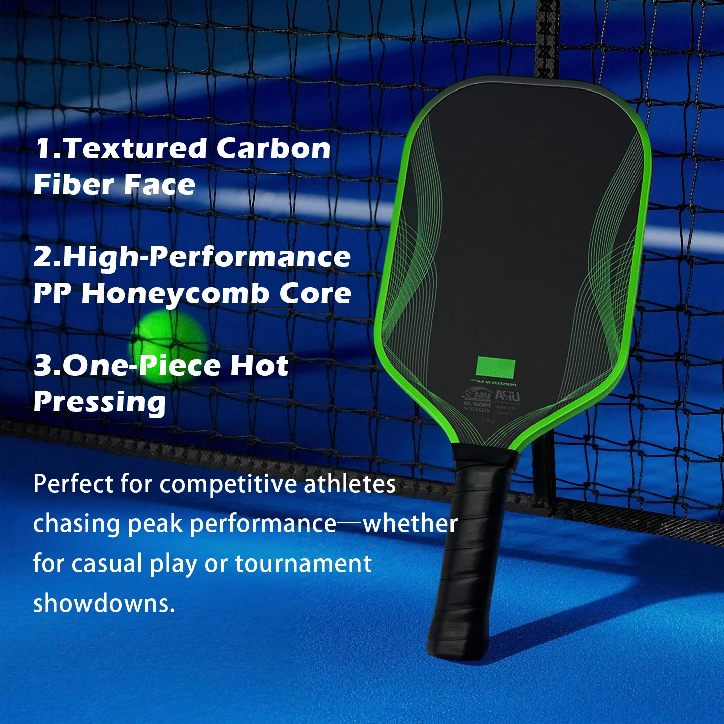 

High Quality Pickleball Racket Fourth Generation PP Honeycomb Core Textured Carbon Fiber Face Hot Pressed Training Entertainment