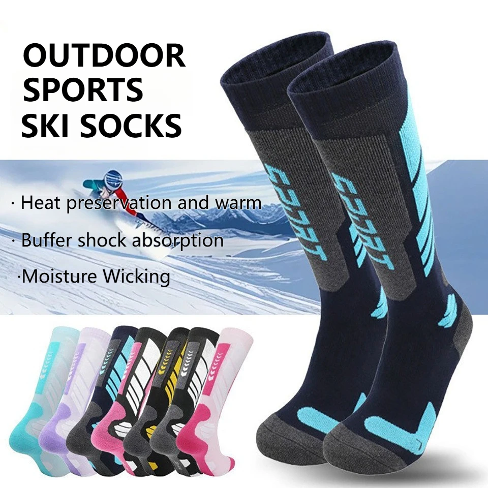 NOFOXO Thickened Thermal Absorb Sport socks High Elastic Snowboarding Cycling Adult Outdoor High Tube Sport socks Men Women