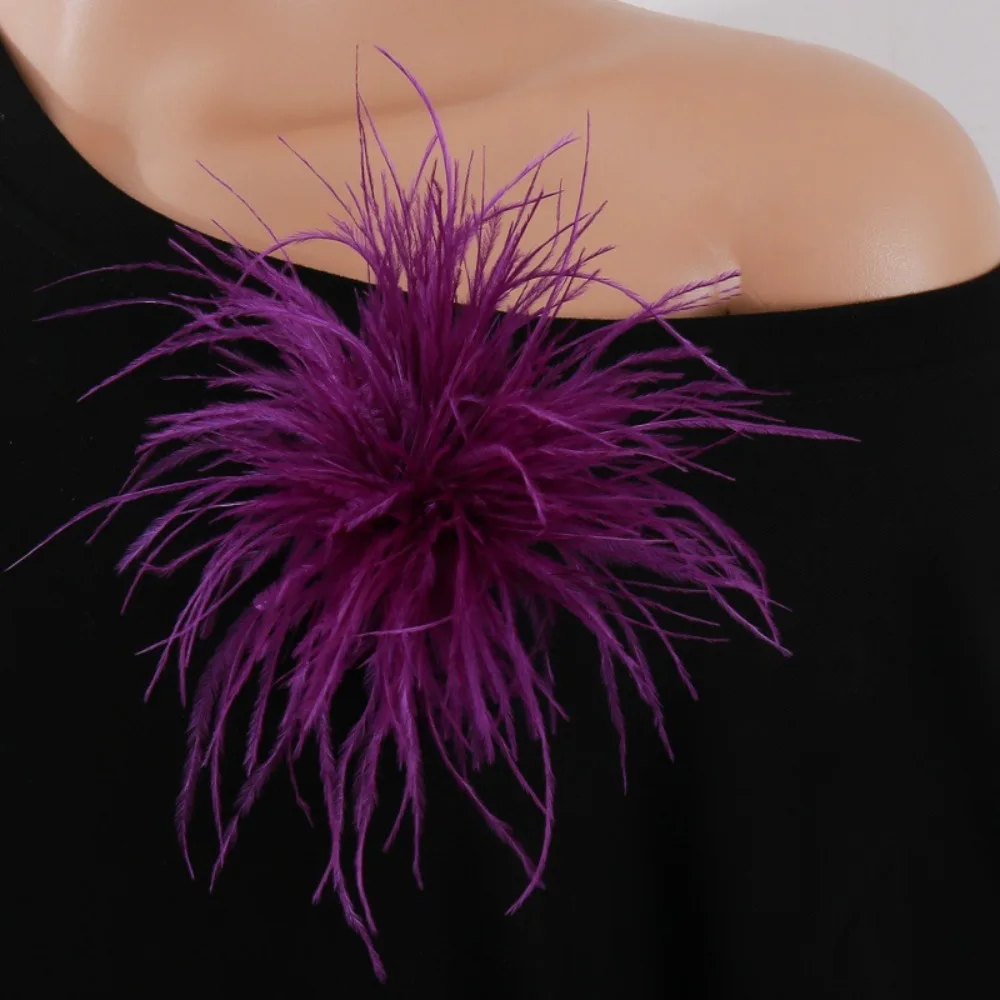 Neue 14 cm handgemachte Feder Blume Brosche Pin für Frauen Hochzeit Party Abzeichen Anstecknadeln Zubehör Modeschmuck Geschenke – Detail 2