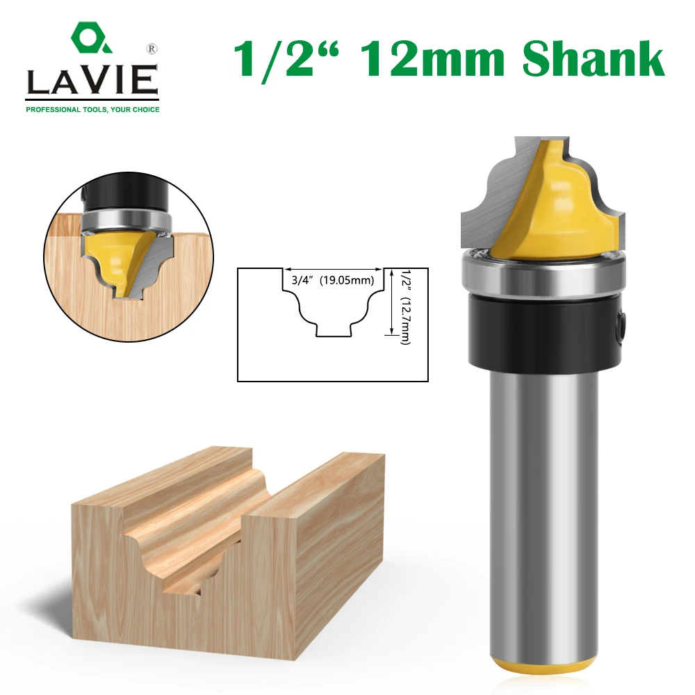 

1pc 12mm 1/2" Shank Faux Ogee Router Bit C3 Carbide Tipped Woodworking Cutters 12.7mm Wood Milling Cutter Carving MC03073