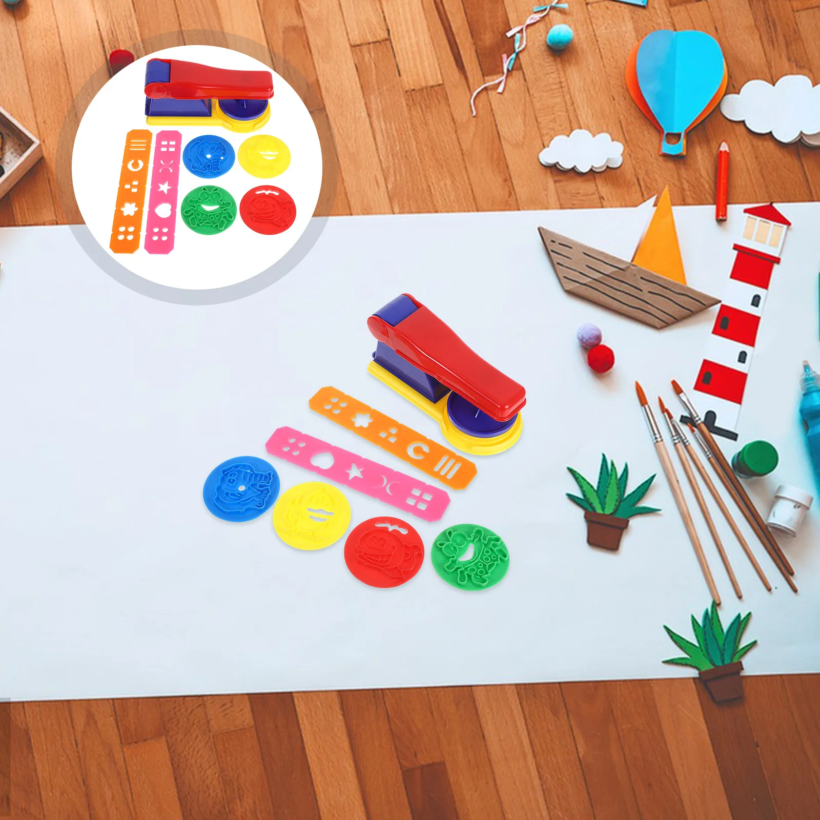 مجموعة واحدة من أدوات صب الطين للأطفال الصغار أدوات بوليمر كلاي ملونة بما في ذلك أشكال المعكرونة وقوالب ضغط كوكي الحيوانية