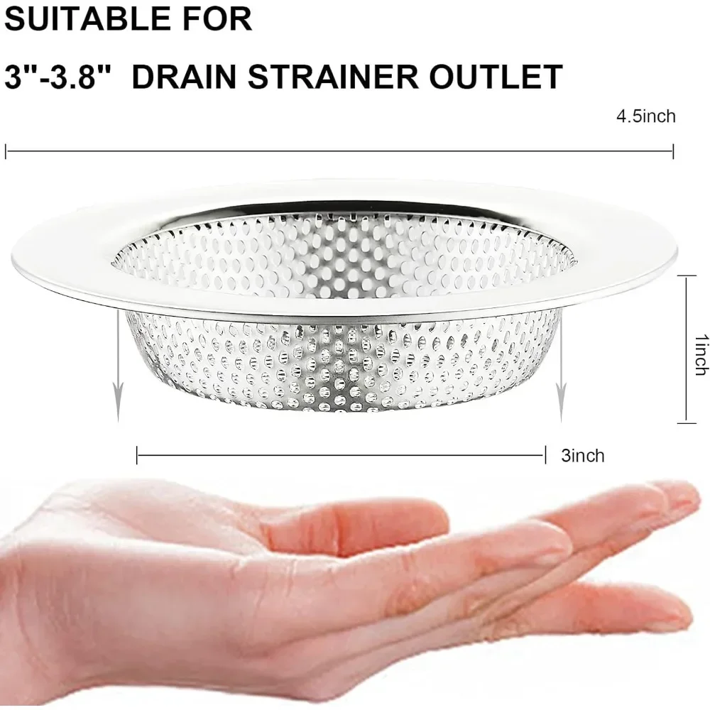 For 2 Pcs Kitchen Sink Filter Made of Stainless Steel, with A Wide Edge and A Diameter of Approximately 11 Centimeters