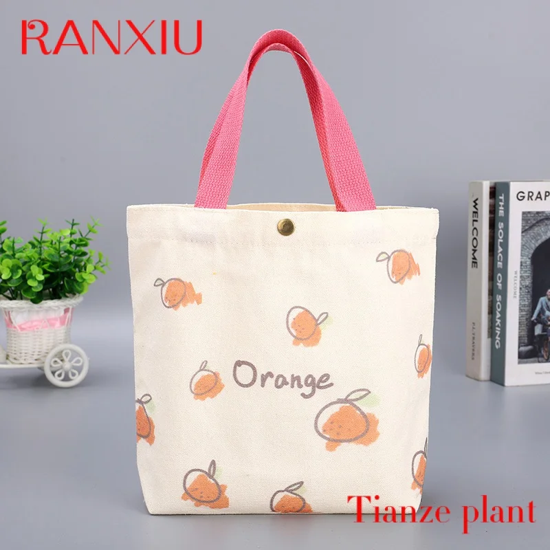 Custom Xianghui custom printed logo design cotton bag Black White pink natural color 100% cotton canvas tote bag with zipper