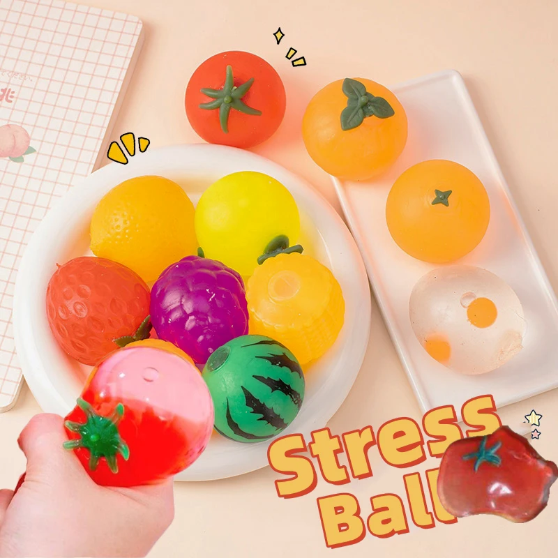 

Creative Anti Stress Ball Abreact Squeeze Pinch Water Ball Stress Relief Toys Imitation Egg Tomato Squishy Fidgets Vent Toys