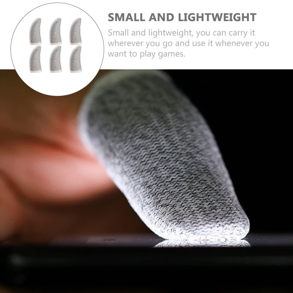 

6Pcs Finger Anti-Sweat Covers Lightweight Elastic Silver Fiber Sleeve for Smooth Screen Touch Gaming Performance Enhancement