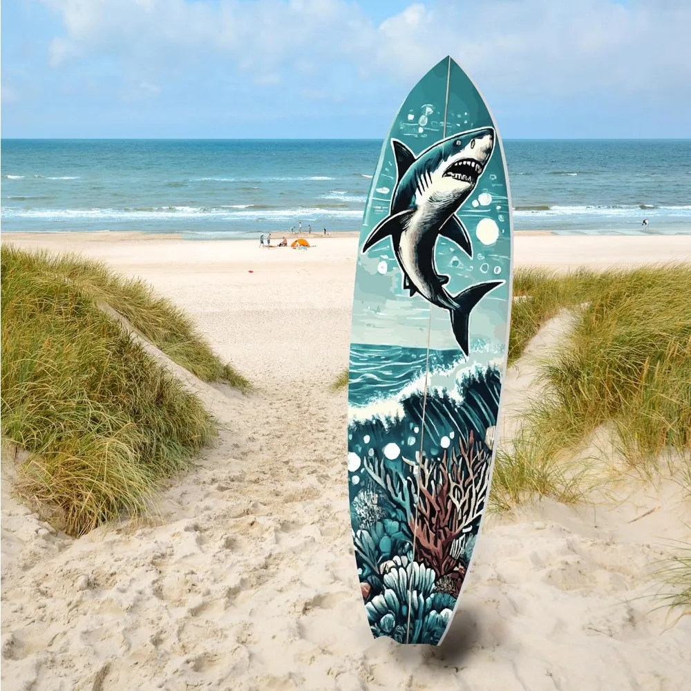 

Outdoor Surfboard Wall Art, Ocean Themed Decor, Weather Resistant PVC Indoor Outdoor, 5 Foot