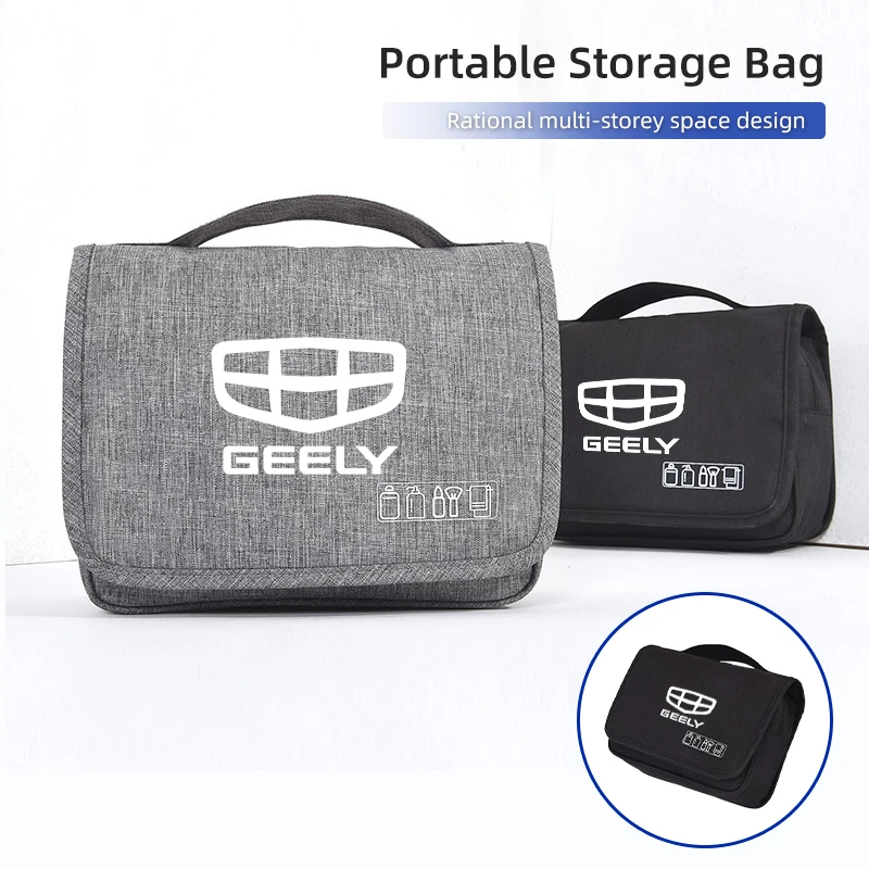 

Портативная сумка для мытья туалетных принадлежностей с логотипом автомобиля, водонепроницаемая дорожная женская косметичка для Geely Atlas SUV Boyue Borui Coolray Emgrand