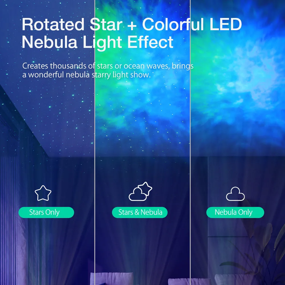 Halloween WiFi Tuya Smart Star Projector Galaxy Laser Starry Sky Projector Waving Night Light APP Wireless Control Alexa Google