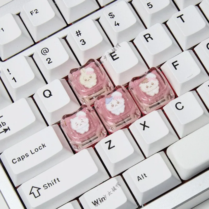 Cute Anime Chiikawa Usagi Keycaps Translucent  Unique Design Creative For Cross Switch Mechanical Keyboard Custom Gaming Office