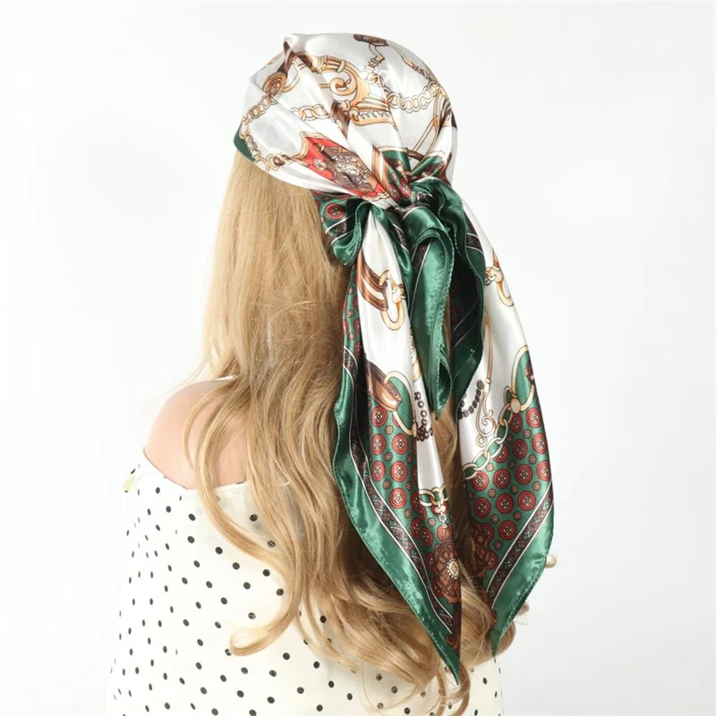 

90X90CM Luxury Square Scarf for Women Muslim Hijab Kerchief Hijab ﻿bohemian Pattern Square Hijab Lady Wrap Headband Foulard