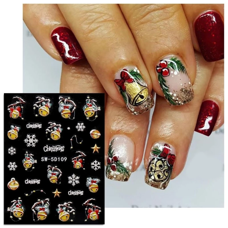 40JD 4 lençóis Snowflake Nails adesivos arte Decalques unhas