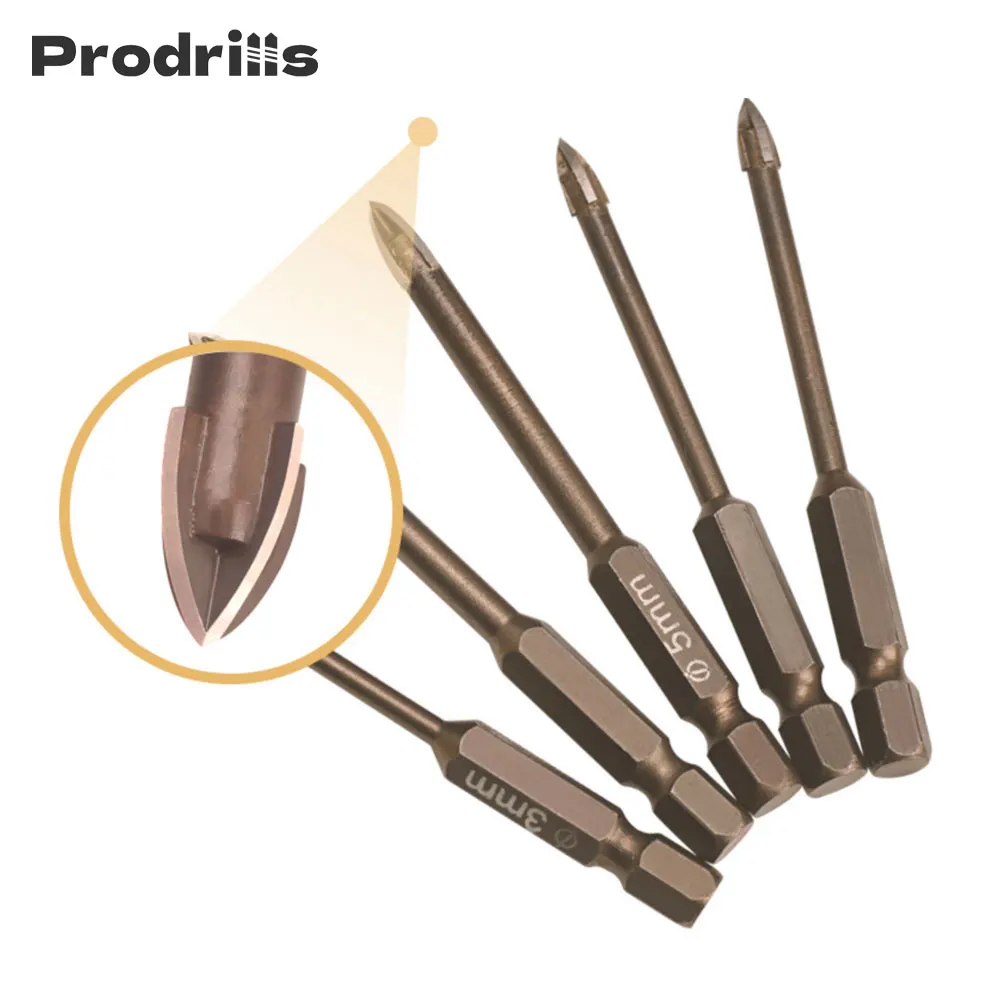 

5/7/10Pcs Glass Drill Bit Set Alloy Carbide Point with 4 Cutting Edges Tile & Glass Cross Spear Head Drill Bits