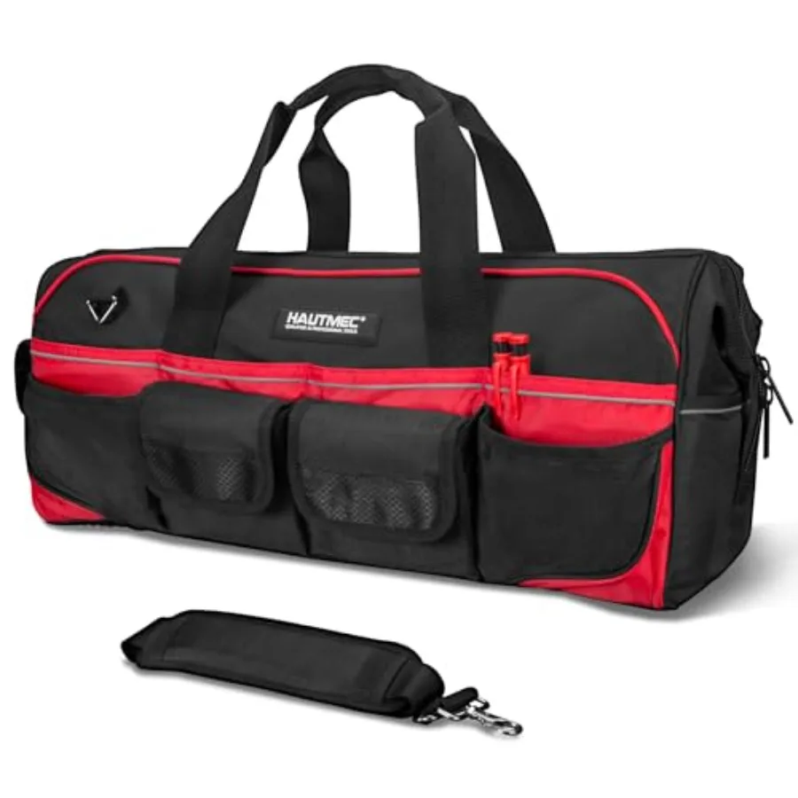 

HAUTMEC 24" Pro Large Tool Bag Heavy-Duty 1680D Water-Resistant Wide Mouth Tool Bag with Metal Frame and Wear-Resistant Hard Ba