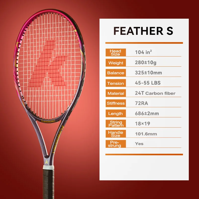 مضرب تنس احترافي من كاواساكي مصنوع من ألياف الكربون ورأس كبير الحجم للتحكم في الطاقة والدوران |   لعبة التنس المتوسطة للبالغين