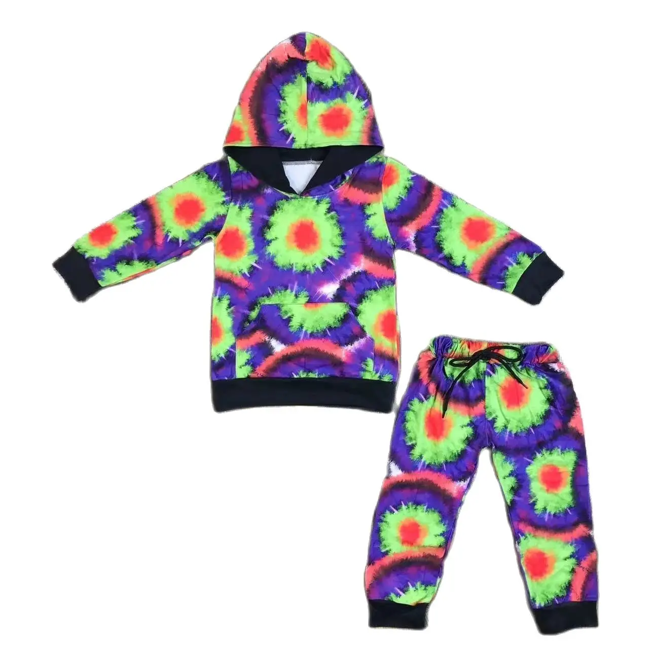 Boys baby boutique sets autumn long-sleeved trousers top with hood cotton material jacket + pants complete set