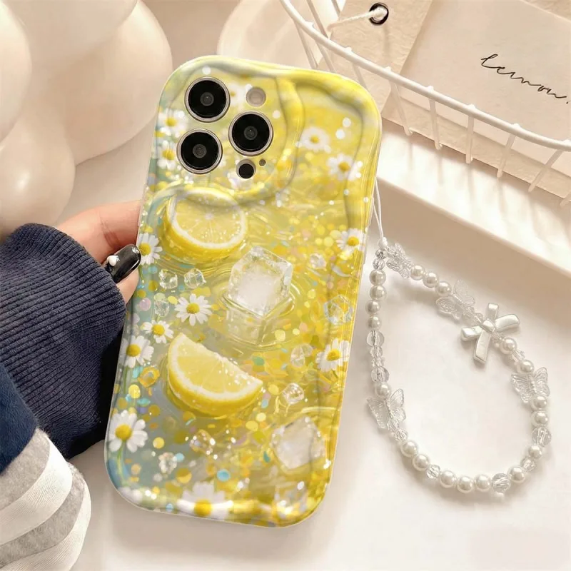 Oil Painting Lemon Blossom Ice Cubes's Phone Case For Samsung S25 S26 S22 S23 Ultra Plus S24FE A56 A55 A37 A36 A27 A26 A16 Cover