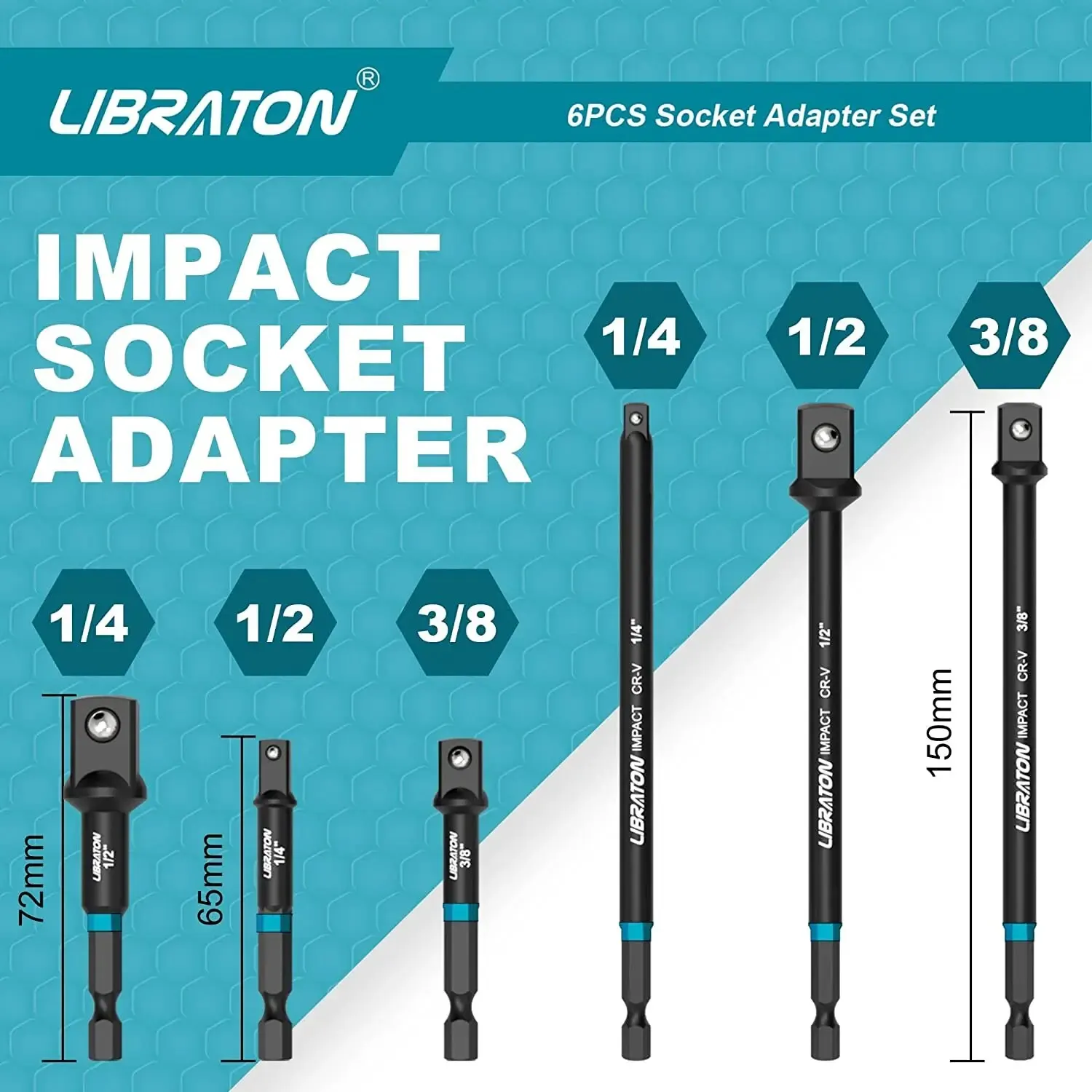 Libraton 6PCS Impact Grade Socket Adapter Set 3\