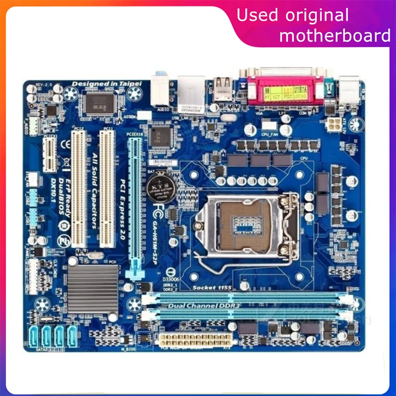 

Used LGA 1155 For Intel H61 GA-H61M-S2P H61M-S2P Computer USB2.0 SATA2 Motherboard DDR3 16G Desktop Mainboard