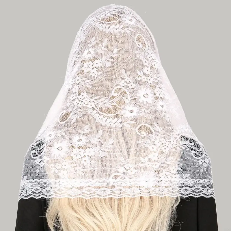 Y3ne Woman Mantilla Lace Shawl Wedding Churv