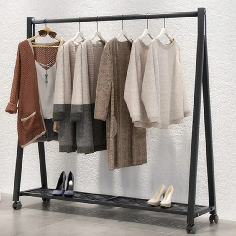 Clothing rack Floor-to-ceiling hanger with wheels Clothing store shelf Clothes display rack