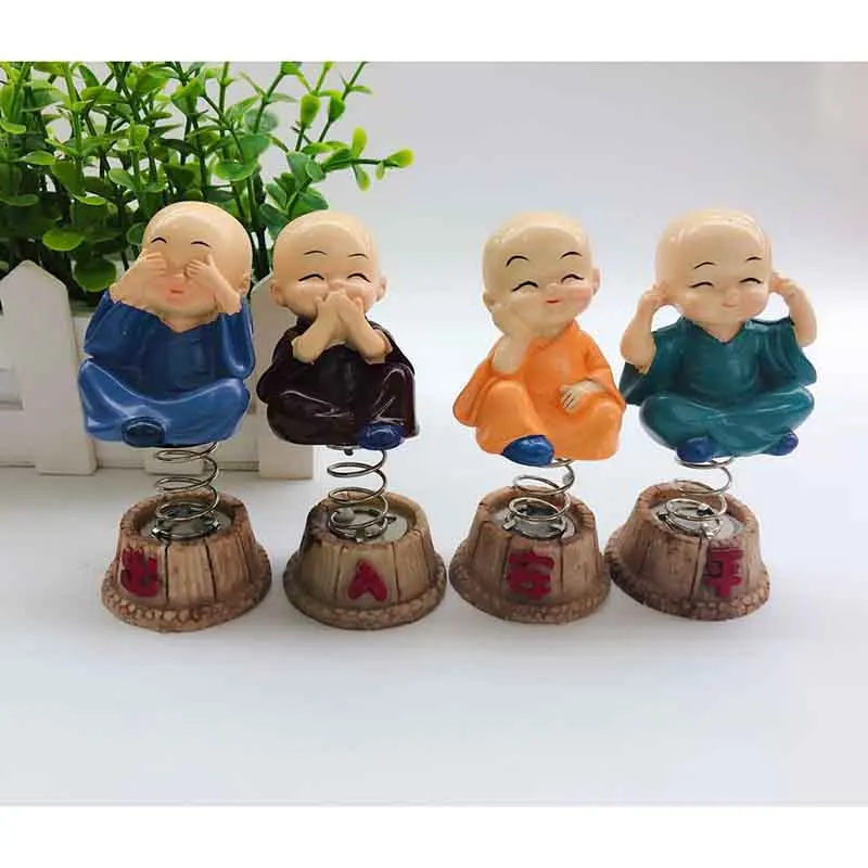 Car Ornament Cute Rocking Little Monk Car Centre Console Small Ornaments Creative Spring Shaking Head Monk Car Resin Ornaments