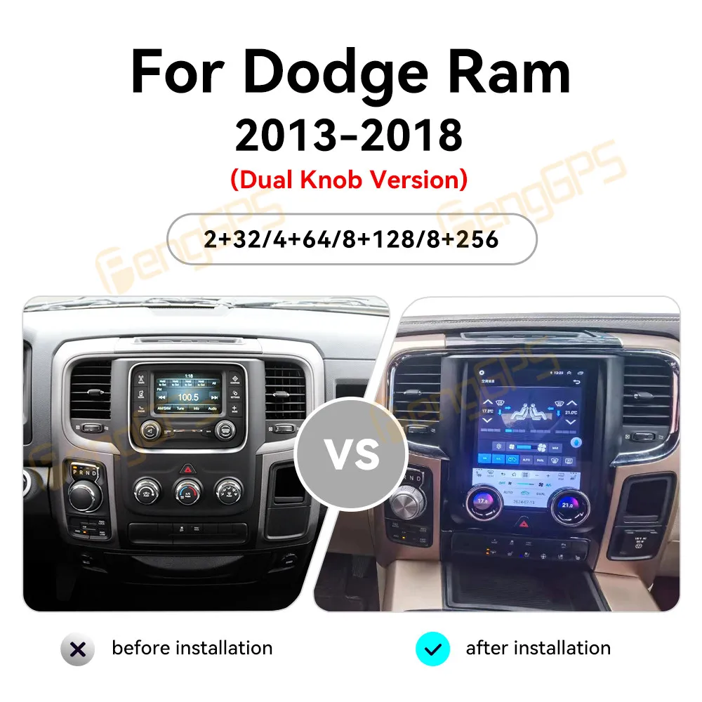 9.7 Inch Android12 for Dodge Ram 2013-2015 Dual Knob Version Multimedia Stereo Host Carplay Car Radio AuTo Ac Touch Screen Tools