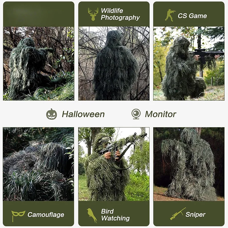 Tactical Men Adult Children Kids Ghillie Suit Camo Camouflage Forest 3D Suits Airsoft Military Boy Paintball CS War Game Clothes - view 6