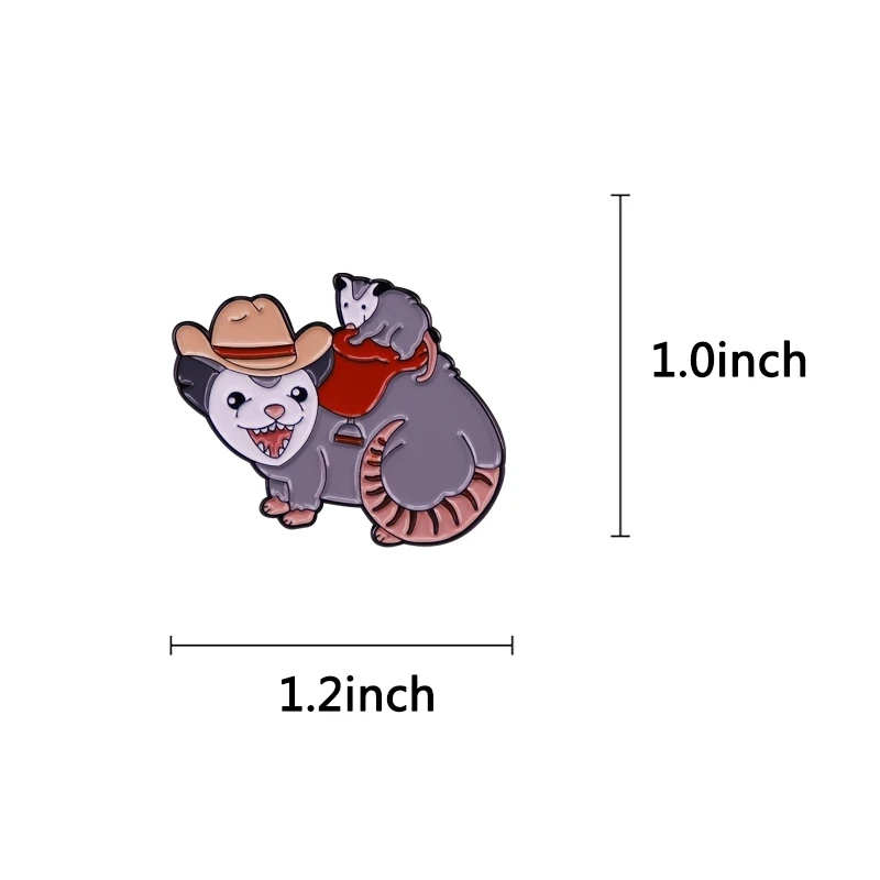 Cowboy Possum Father and son Opossum Badge Soft Lapel Pins Rodent Marsupial Enamel Brooch Badges Women Fashion Jewelry Gifts