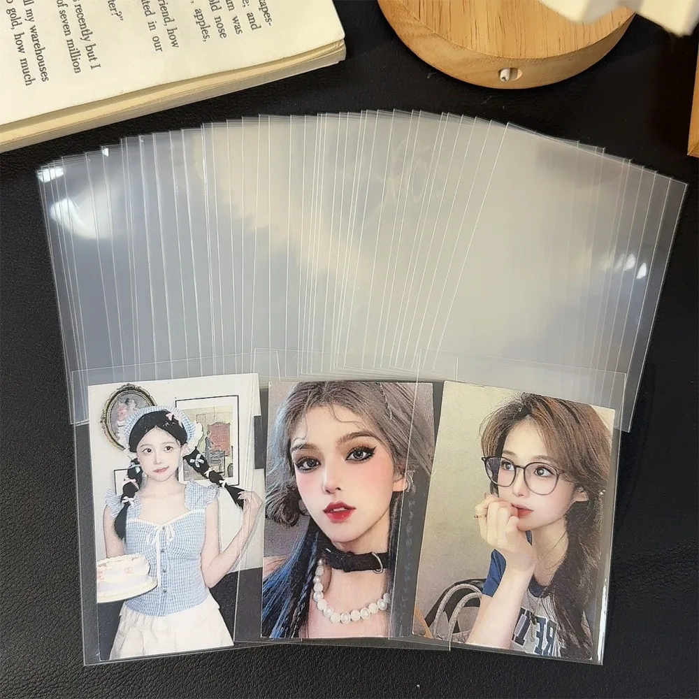 500-50pcs Clear Idol Album Card Sleeves Soft Protective Covers Ideal Trading Cards Game  Opening Protection Card Film Storage