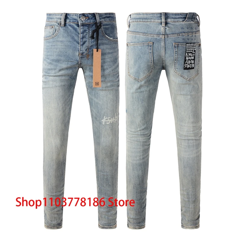 Europe America Hot Sale Tide Brand KSUBI Cross Jeans Casual Stretch Tight Men's Trousers Classic Letter Logo Ksubi Denim Pants