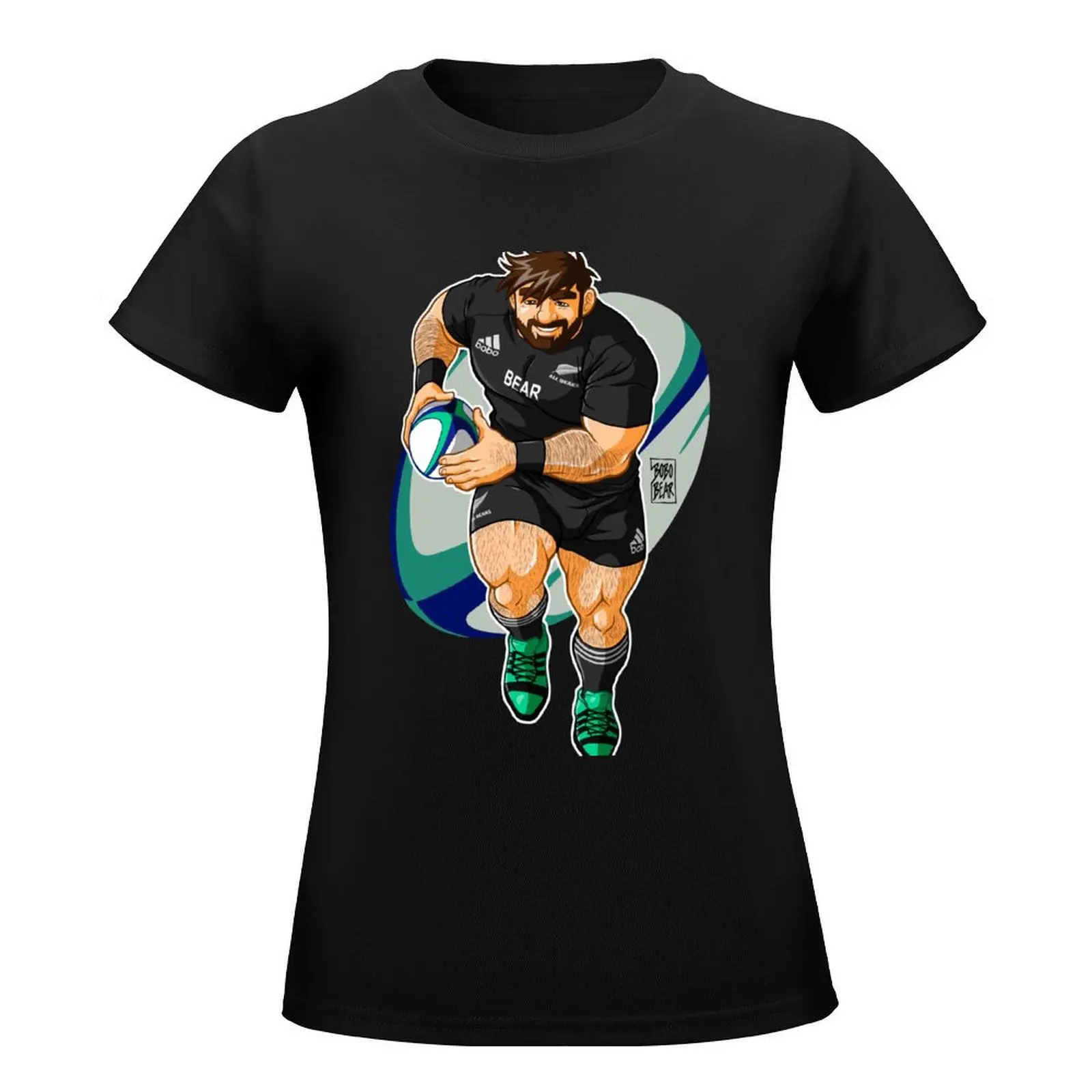 ADAM LIKES TO PLAY RUGBY - NEW ZEALAND T-Shirt female summer clothes summer tops black t-shirts for Women