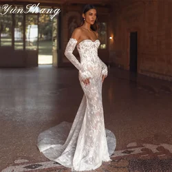 Yunshang Elegant Mermaid Wedding Dress Women 2024 Lace Open Back Sweetheart Long Sleeve Bridal Gown Vestido De Novia Customized