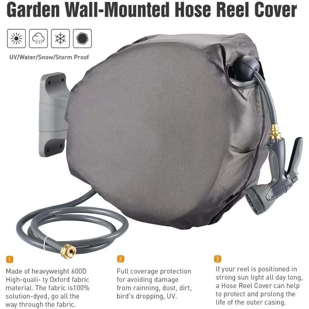 Retractable Garden Hose Reel T With Cover, Slow Return System, Any Length Lock, Wall Mounted