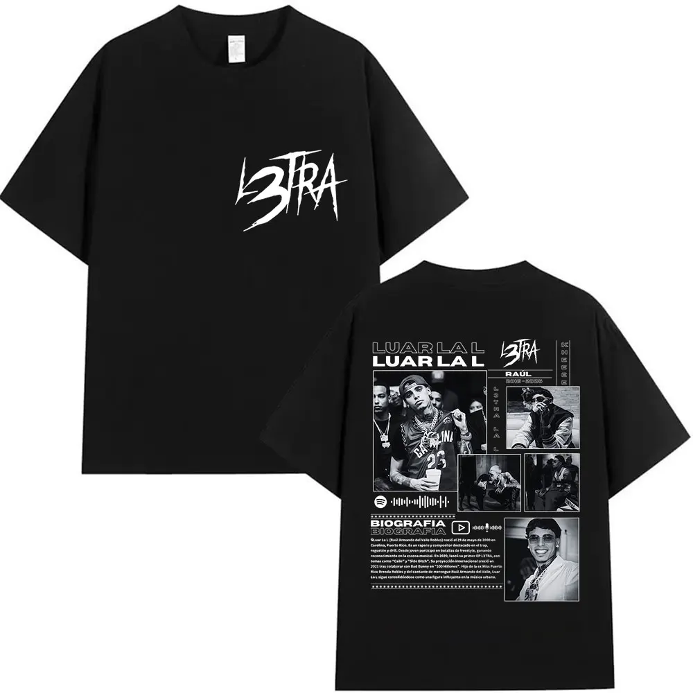 Camiseta gráfica del rapero Luneta La L3tra Album 2025, Camiseta de algodón de manga corta gótica de Hip Hop para hombre, ropa Punk Vintage, camisetas