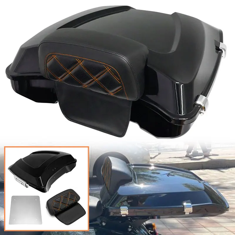 

Motorcycle Razor Trunk Backrest Luggage Carrier Box For Harley Touring CVO Electra Street Glide Ultra Classic Road King 97-up