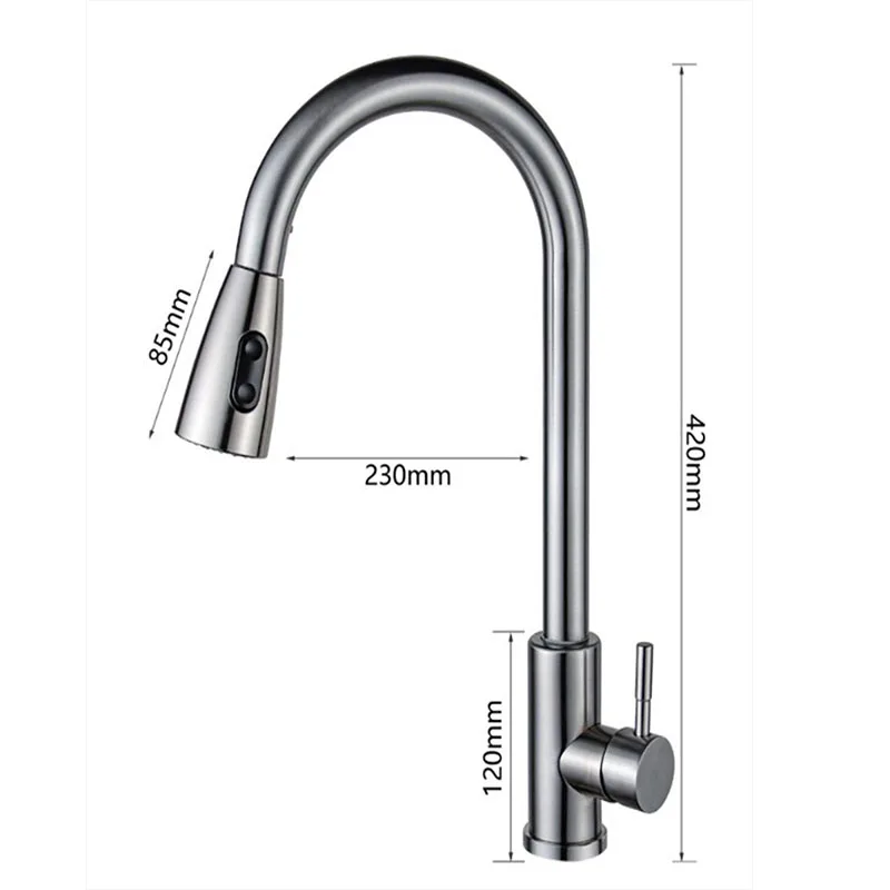 Brushed/Black Pull-out Bathroom Washbasin Faucet Stainless Steel Kitchen Sink Hot and Cold Mixer Tap