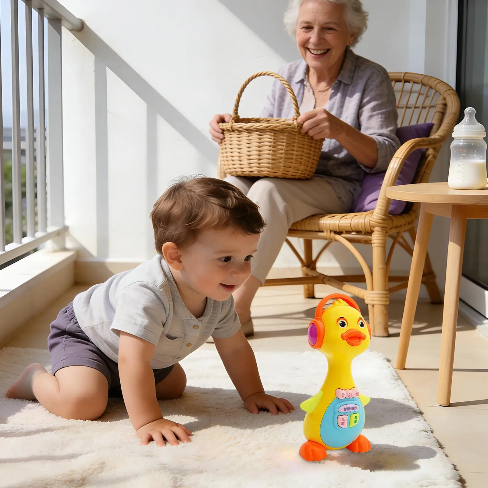 เป็ดเต้นรำไฟฟ้าพร้อมแสงไฟ น่ารักกะพริบตาและส่ายหัว ของเล่นสัตว์เลี้ยงอิเล็กทรอนิกส์เพื่อการศึกษา สำหรับเป็นของขวัญวันเกิดเด็ก