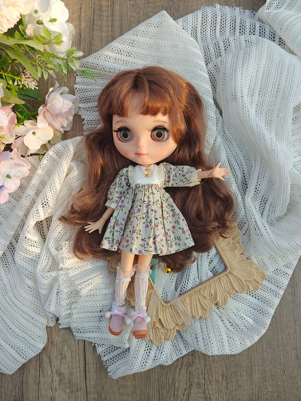 

ICY DBS Одежда для кукол Blythe для девочек Классическое ретро платье для куклы Blythe с цветочным принтом OB22 OB24 AZONE аксессуары одежда для кукол blythe