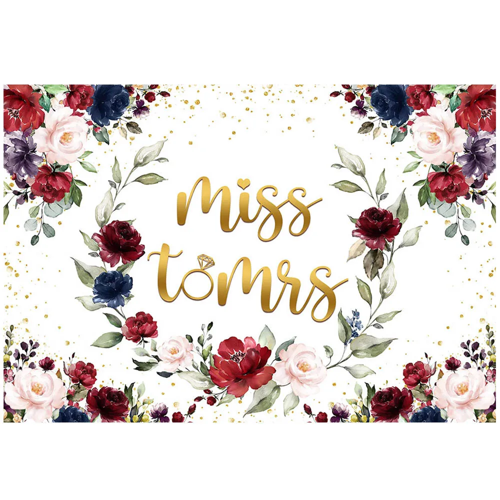 Mocsicka Miss to Mrs صورة خلفية الزفاف الذكرى النساء عيد ميلاد التصوير خلفية بورجوندي زهرة ديكور استوديو الصور