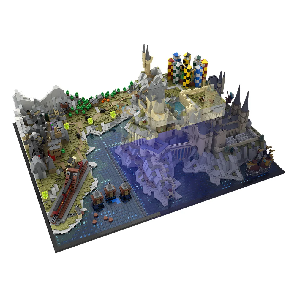MOC-203377 마법사 성 및 지구 확장팩 (76419) 블록 모델 중세 성 건축 벽돌 조립 장난감