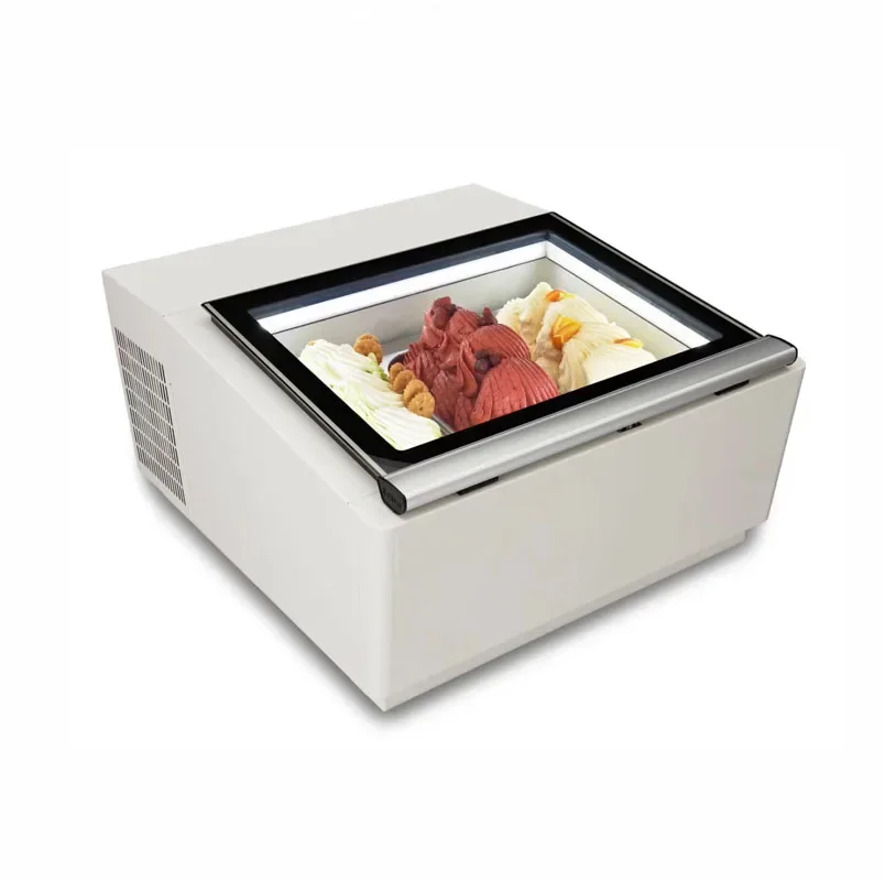 110V 220V Commercial Portable Mini Ice Cream Display Freezer Gelato Cake Display Fridge Small Ice Cream Stick Showcase