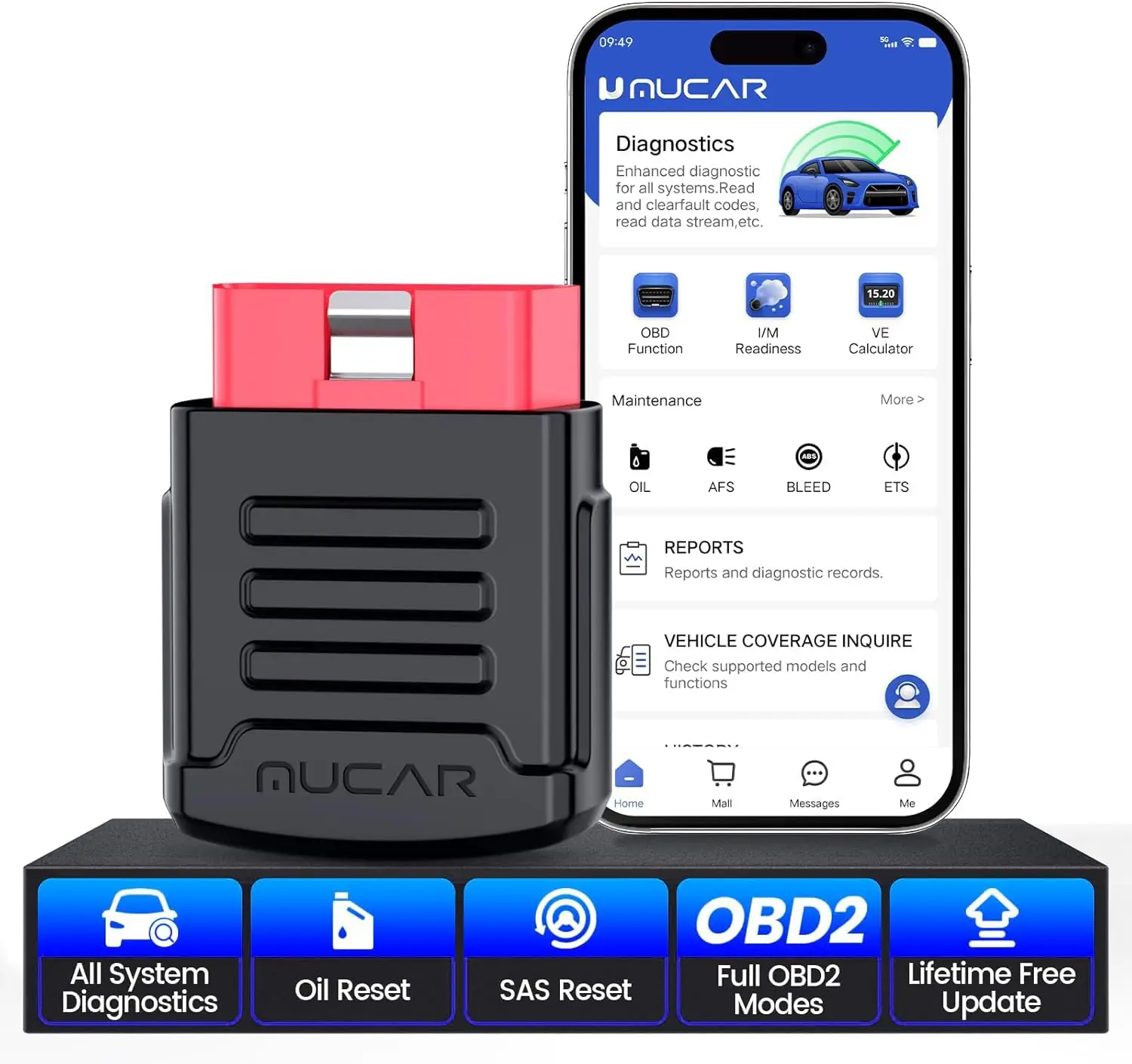 

BT200 OBD2 Scanner for iOS & Android, Car Diagnostic Tool with Oil Reset, Check Engine Light, Auto VIN, Lifetime Free Updates