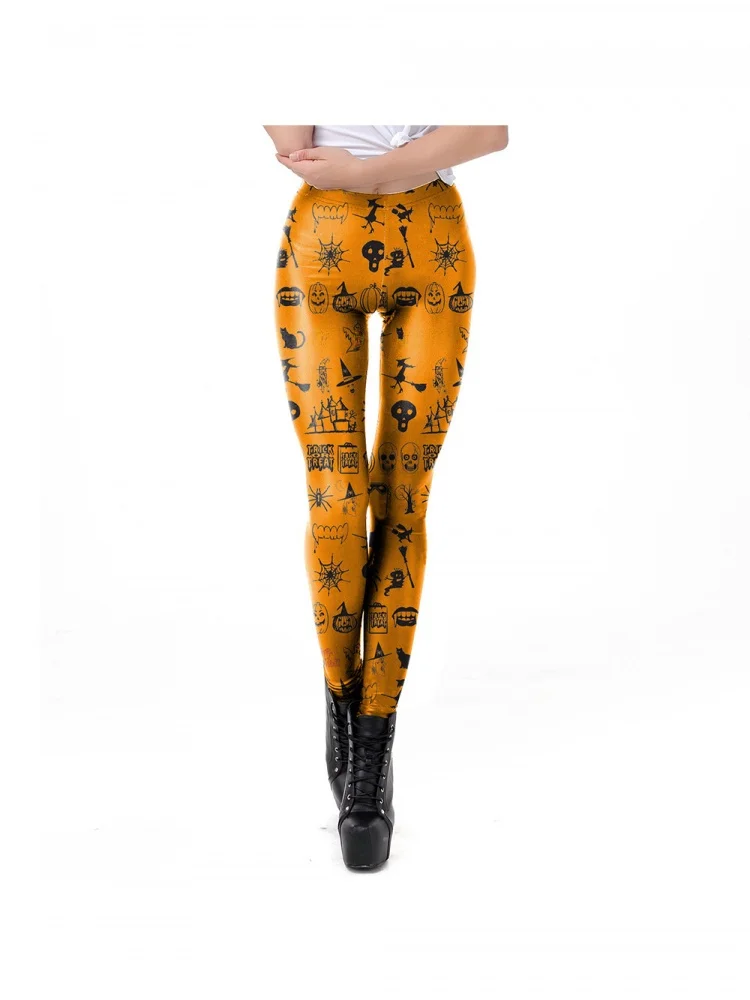 loween Skeleton Digital Print Cisas Base Layer Tight Sports Yoga Pants Ankle Length Women's Faion Boting Trousers